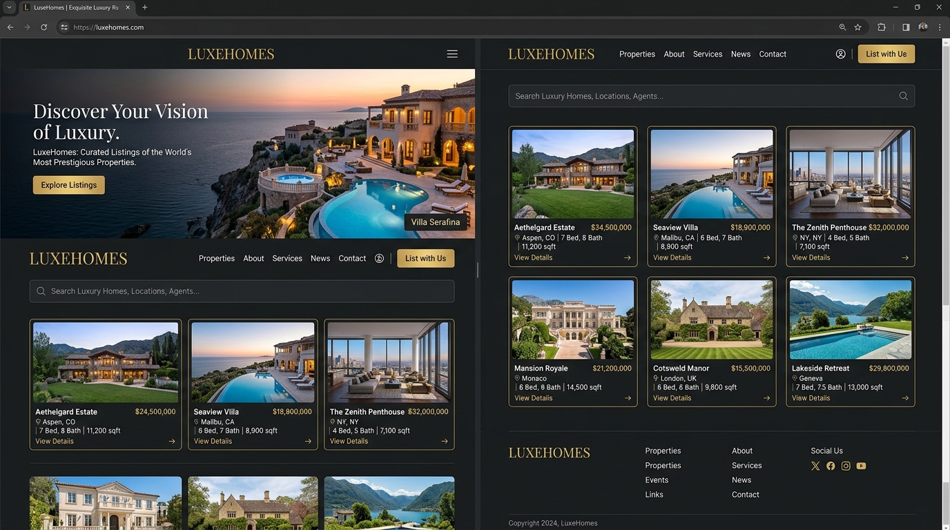 LuxeHomes – Luxury Real Estate Marketplace